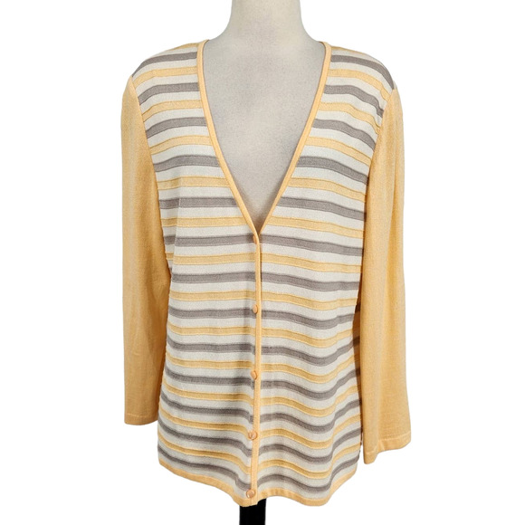 St. John Sweaters - St John Wool Blend Stripe Cardigan Sweater Womens Size Large